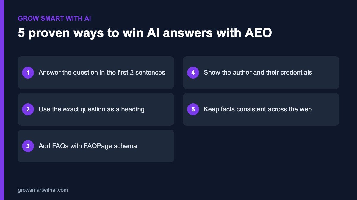 Five proven AEO tactics to appear in AI-generated answers