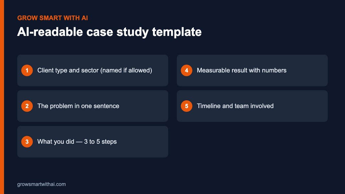 AI-readable case study template for B2B consultancies