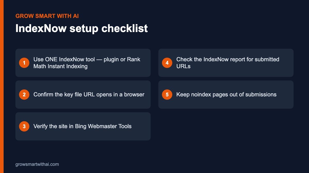 IndexNow WordPress setup checklist