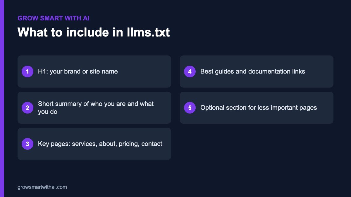 What to include in an llms.txt file for AI visibility